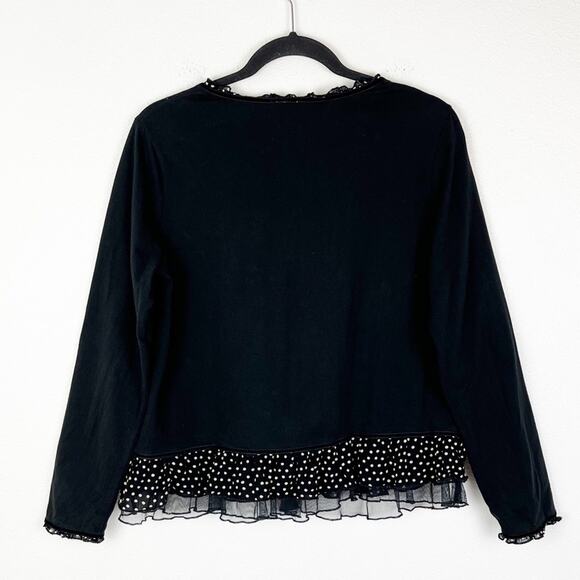 Vintage Top Blouse Floral Embroidered Lace Polka Dot Embellished Cotton Small - Picture 3 of 9